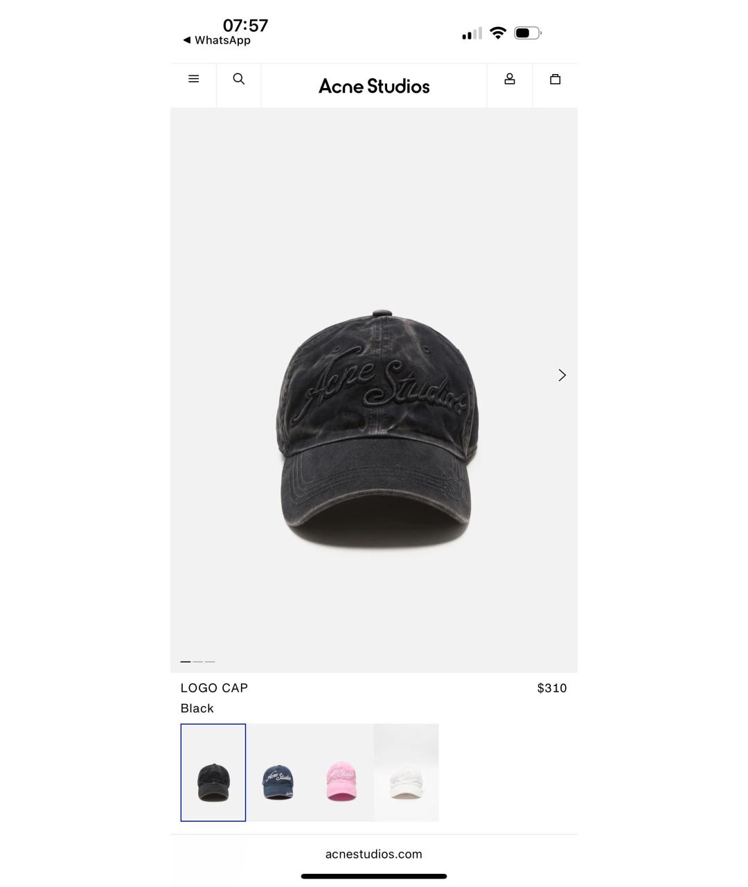 ACNE STUDIOS Черная хлопковая кепка, фото 4