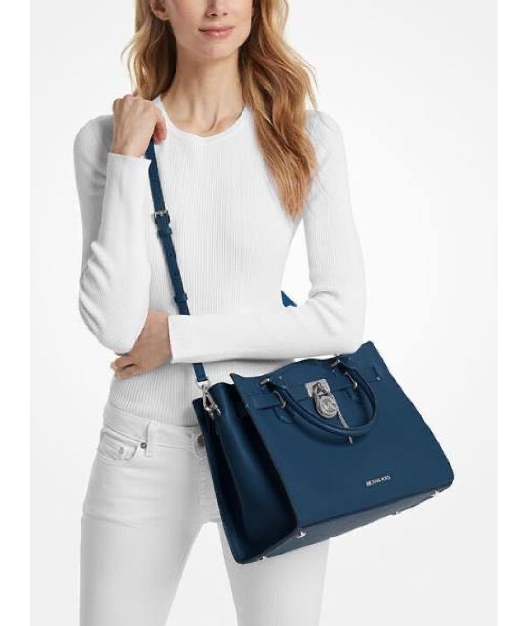 MICHAEL KORS Синяя кожаная сумка тоут, фото 4