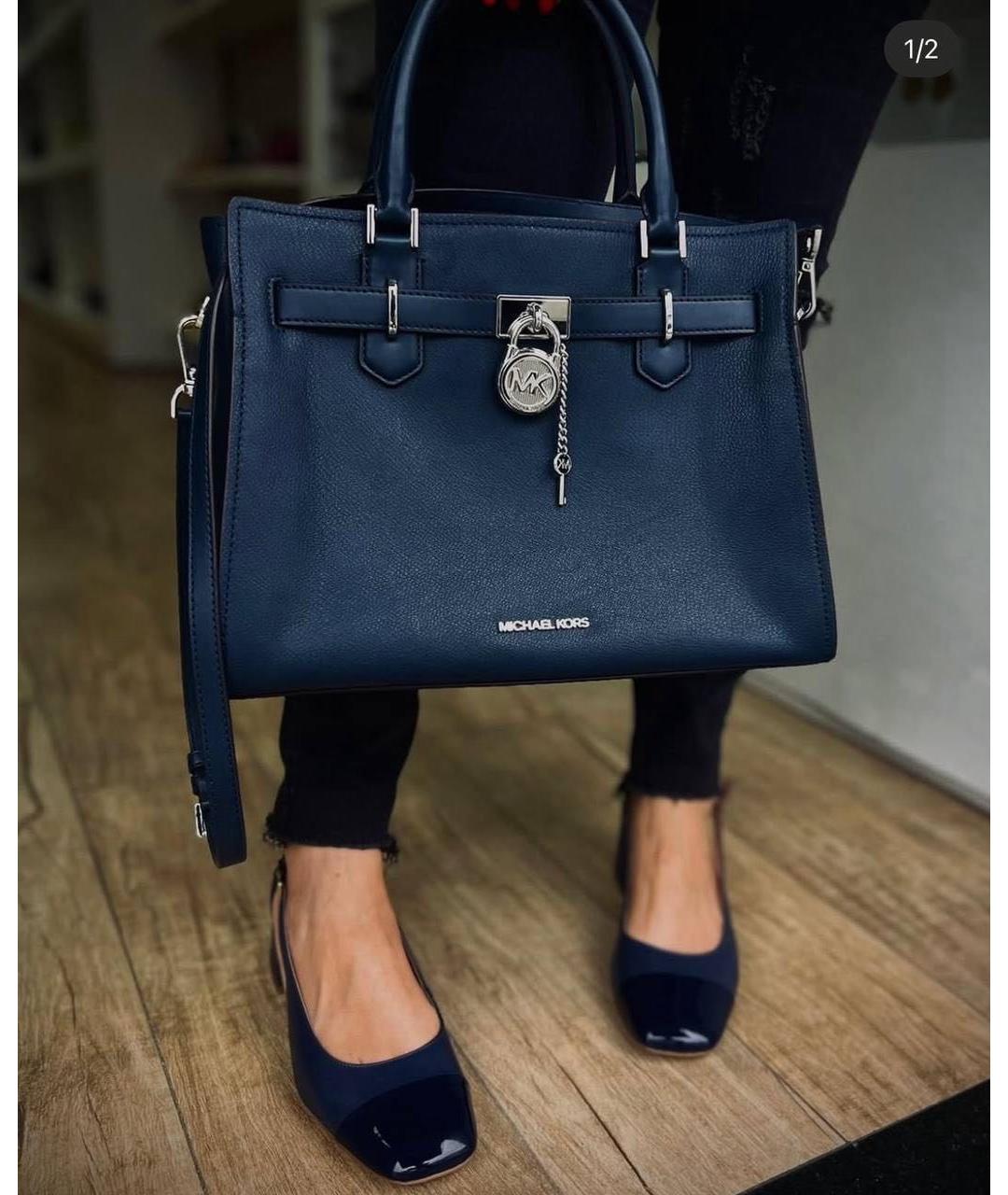 MICHAEL KORS Синяя кожаная сумка тоут, фото 3
