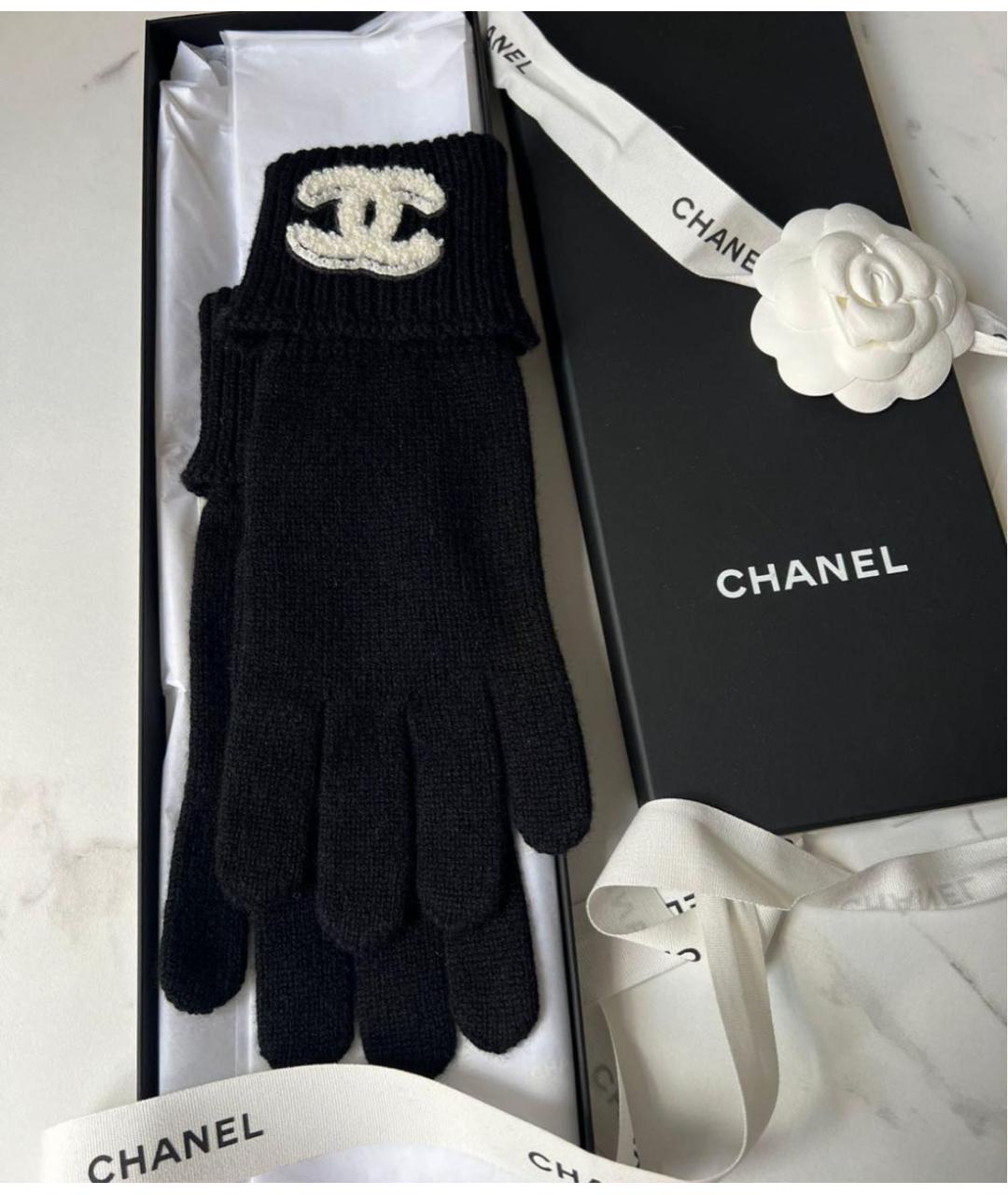 CHANEL Черные шерстяные перчатки, фото 4