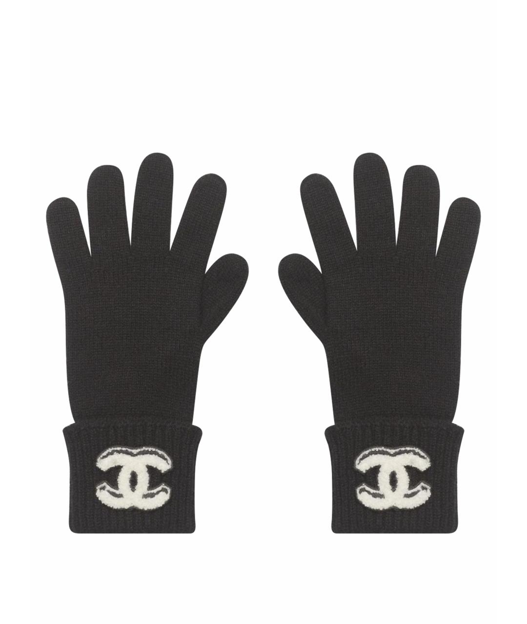 CHANEL Черные шерстяные перчатки, фото 1