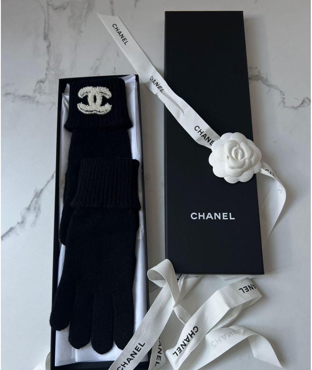 CHANEL Черные шерстяные перчатки, фото 3