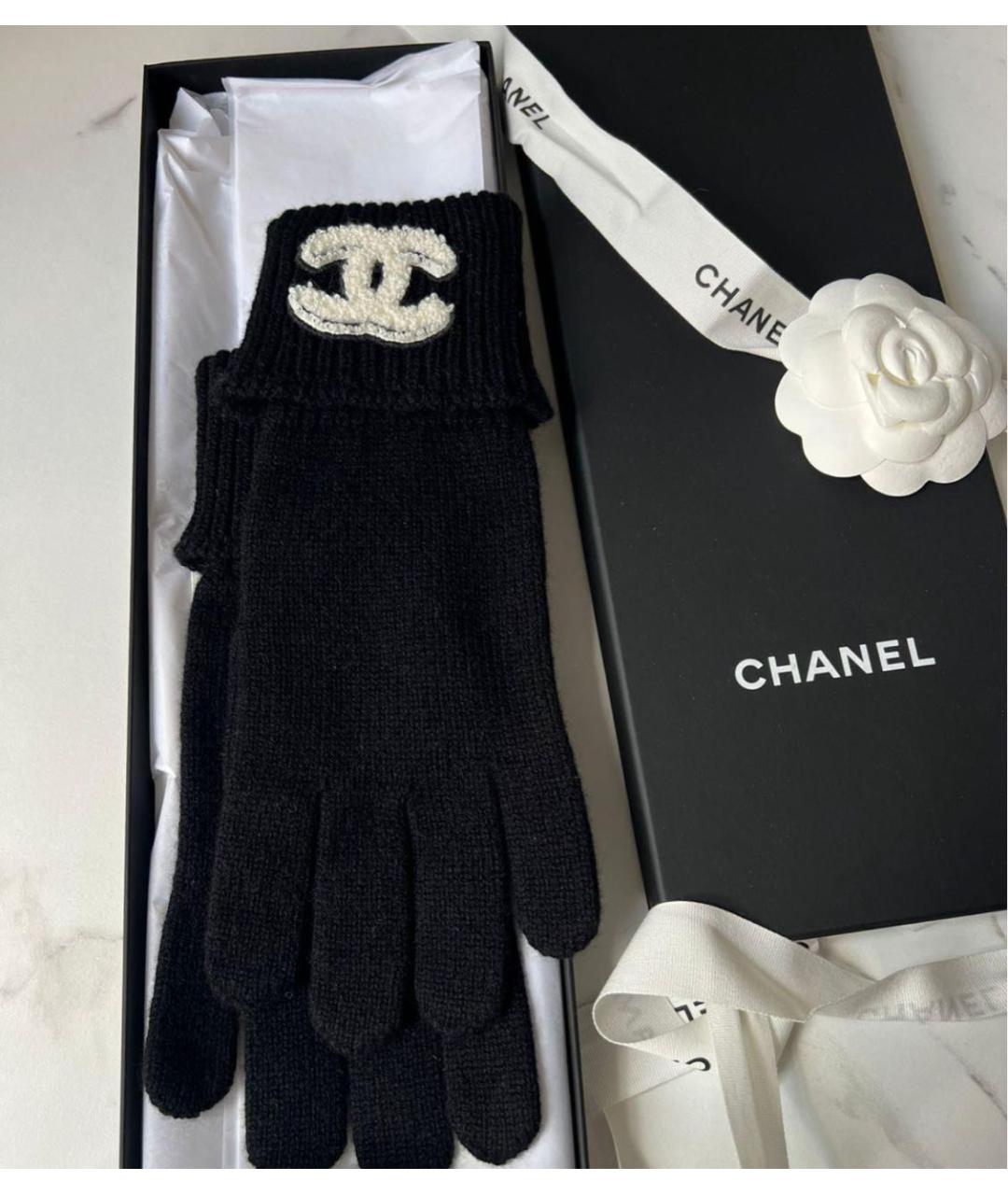 CHANEL Черные шерстяные перчатки, фото 6