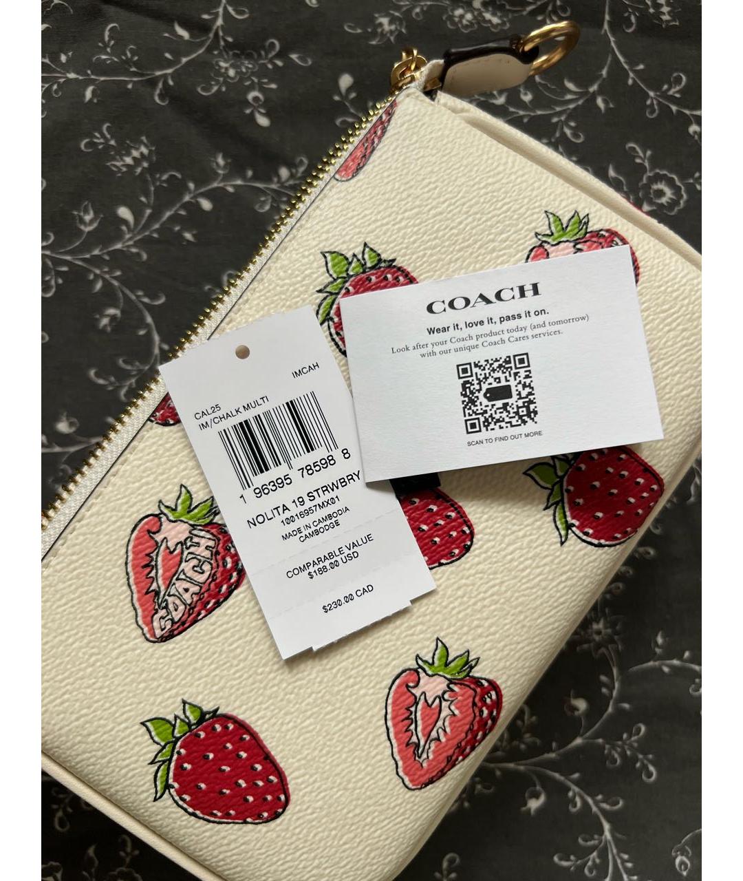 COACH Белая кожаная сумка через плечо, фото 6