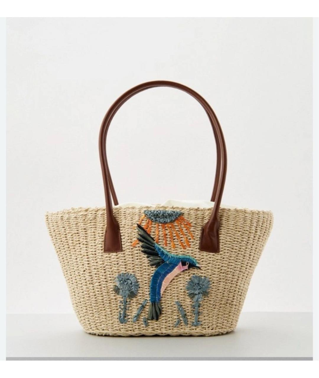 MAX MARA Бежевая пляжная сумка, фото 9