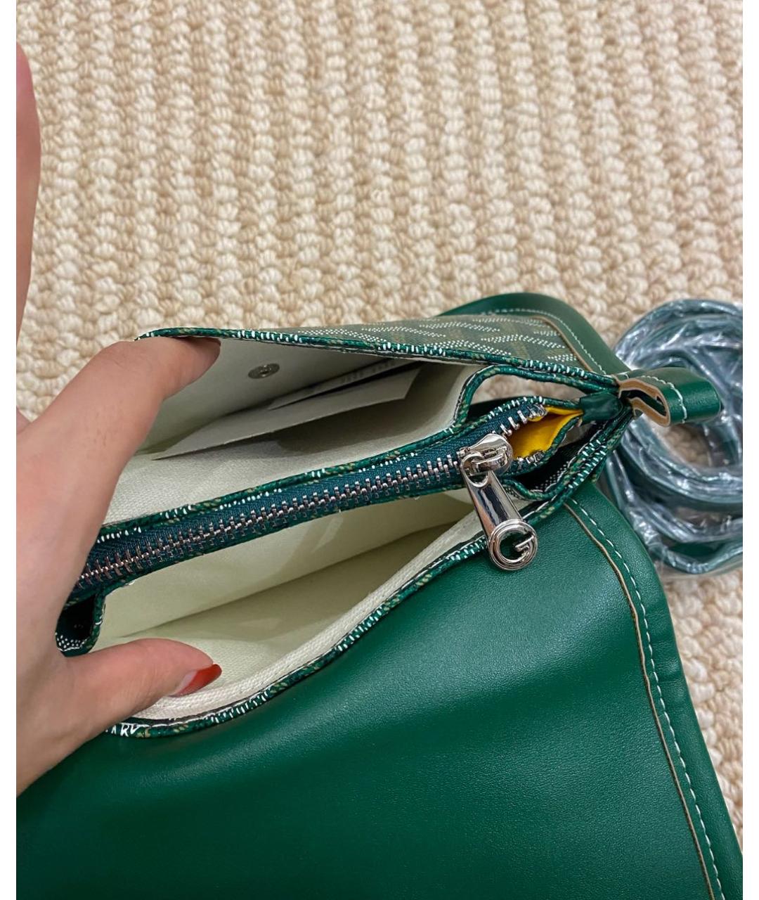 GOYARD Зеленая кожаная сумка на плечо, фото 4