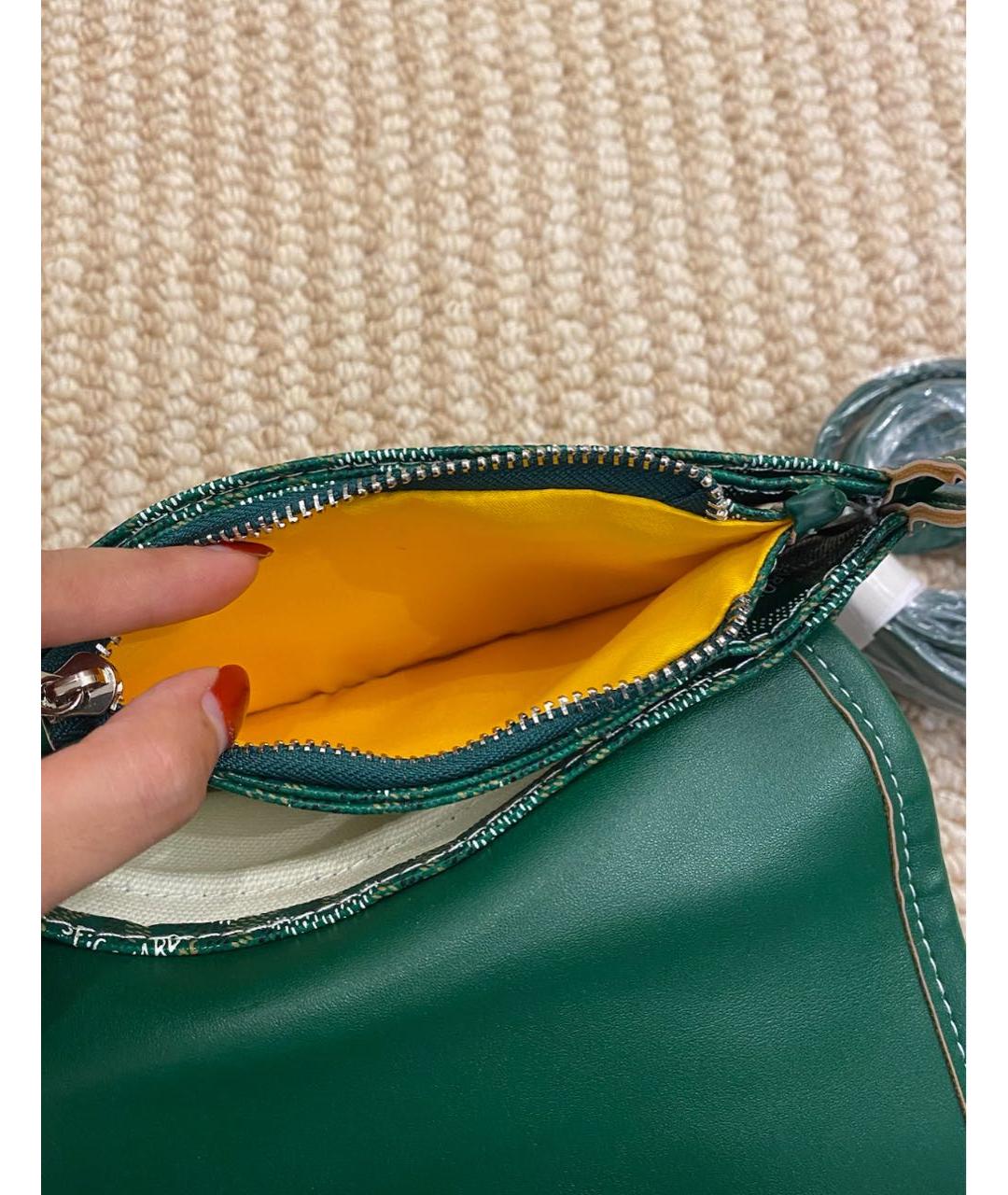 GOYARD Зеленая кожаная сумка на плечо, фото 3