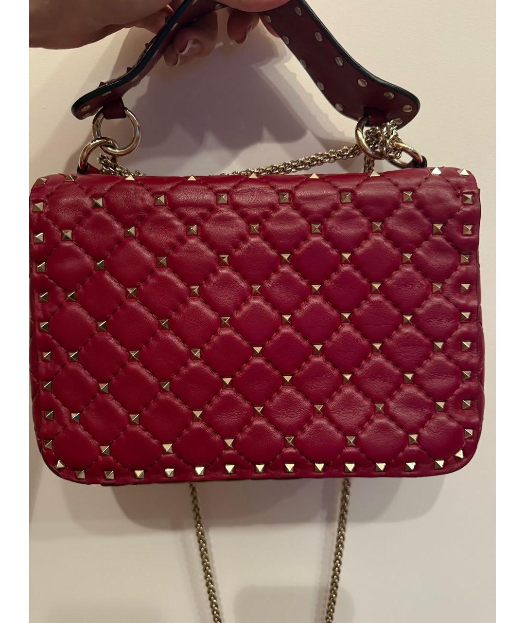 VALENTINO Бордовая кожаная сумка через плечо, фото 3