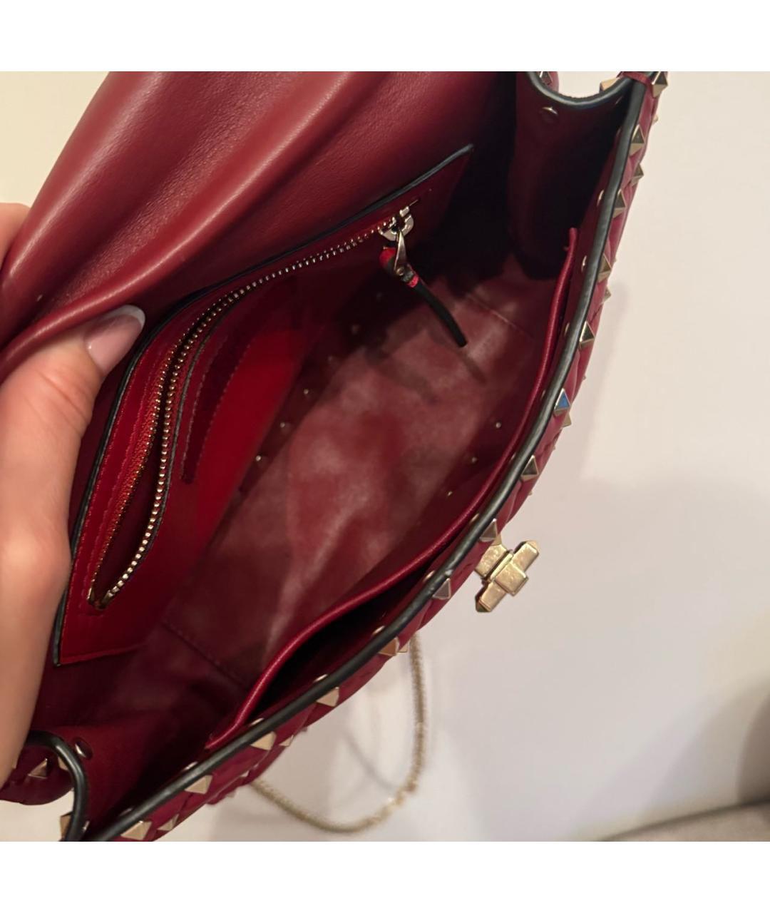 VALENTINO Бордовая кожаная сумка через плечо, фото 4