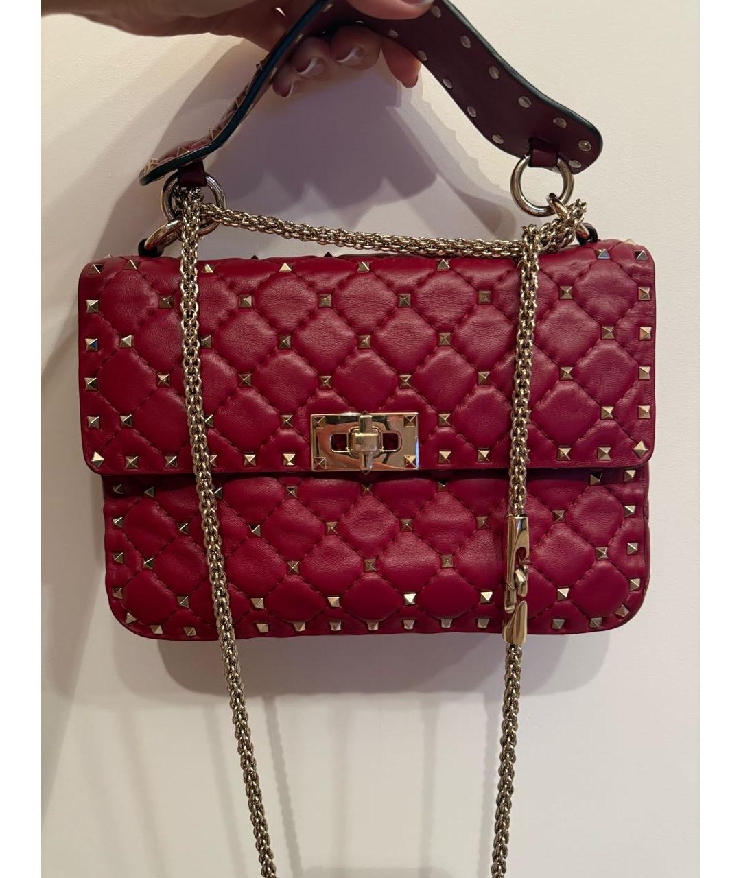 VALENTINO Бордовая кожаная сумка через плечо, фото 2