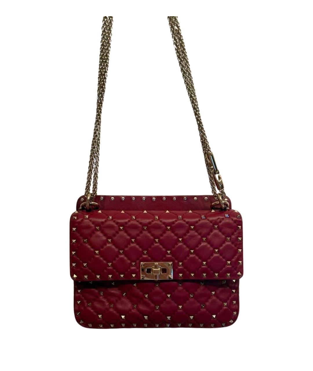 VALENTINO Бордовая кожаная сумка через плечо, фото 1