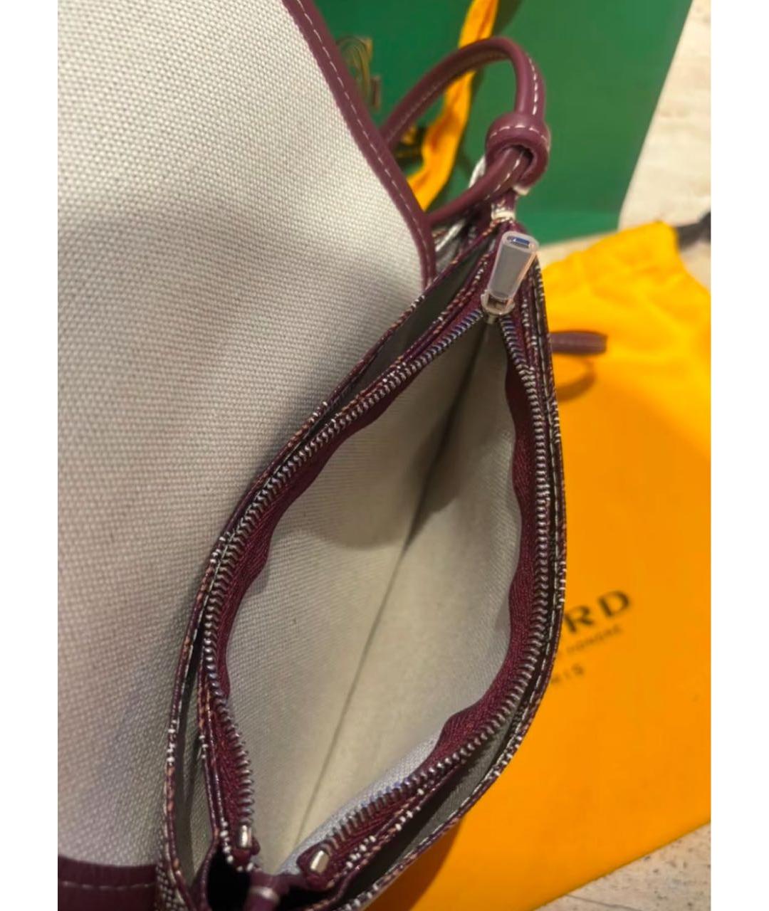 GOYARD Бордовая кожаная сумка на плечо, фото 4