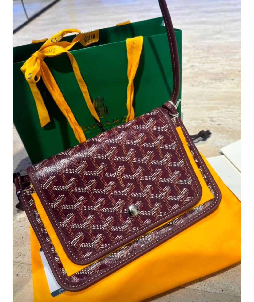 GOYARD Бордовая кожаная сумка на плечо, фото 2