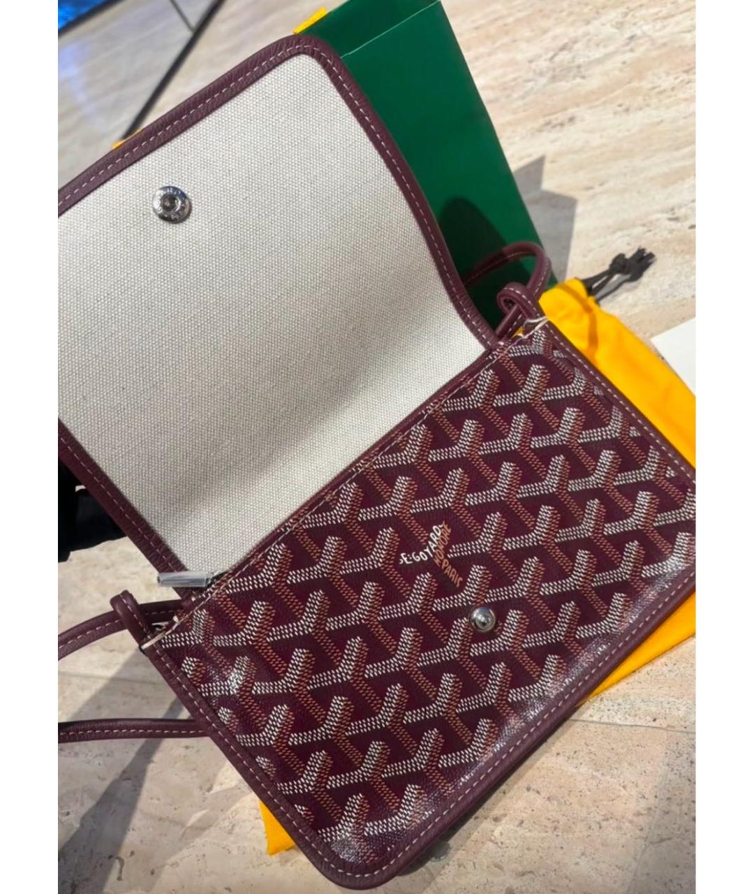 GOYARD Бордовая кожаная сумка на плечо, фото 3
