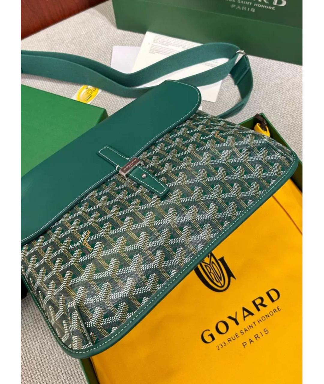 GOYARD Зеленая кожаная сумка на плечо, фото 4