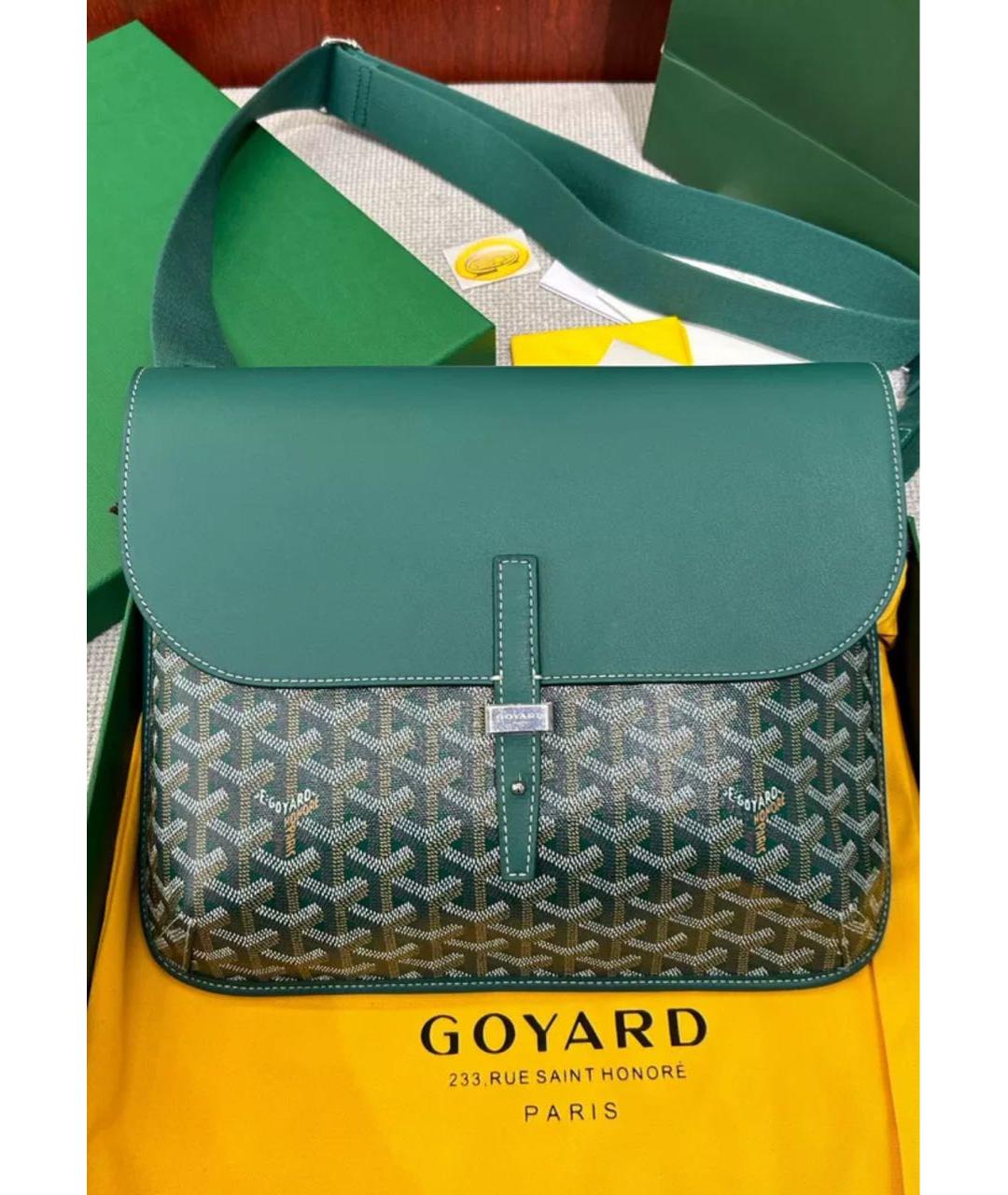 GOYARD Зеленая кожаная сумка на плечо, фото 2