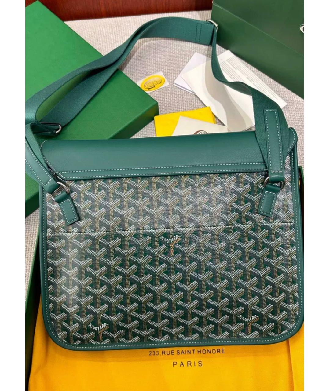 GOYARD Зеленая кожаная сумка на плечо, фото 6
