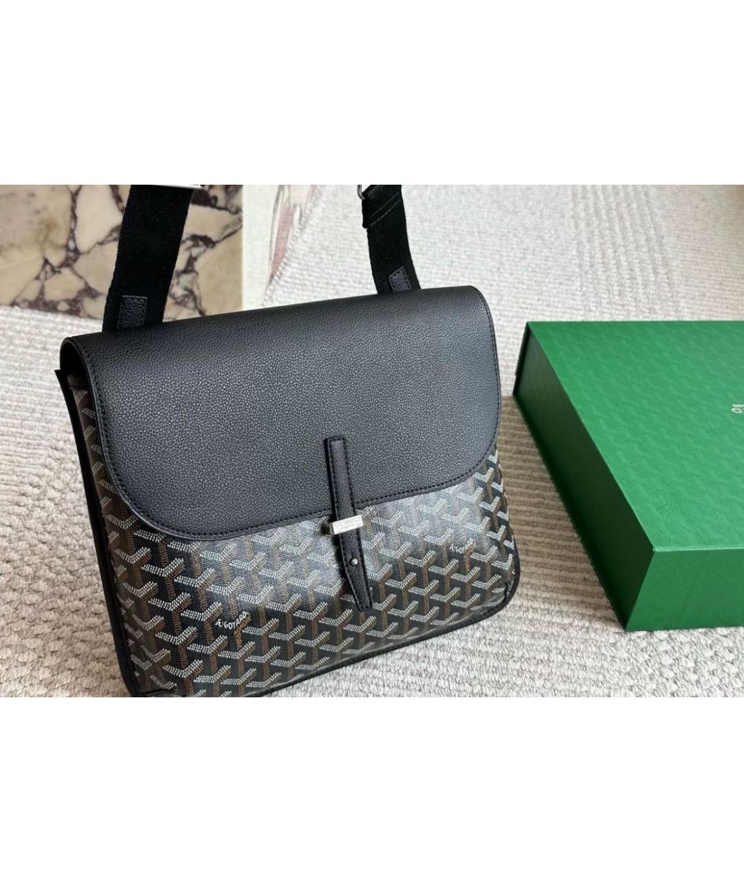 GOYARD Черная кожаная сумка на плечо, фото 3