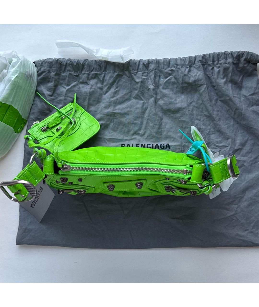 BALENCIAGA Зеленая кожаная сумка через плечо, фото 6