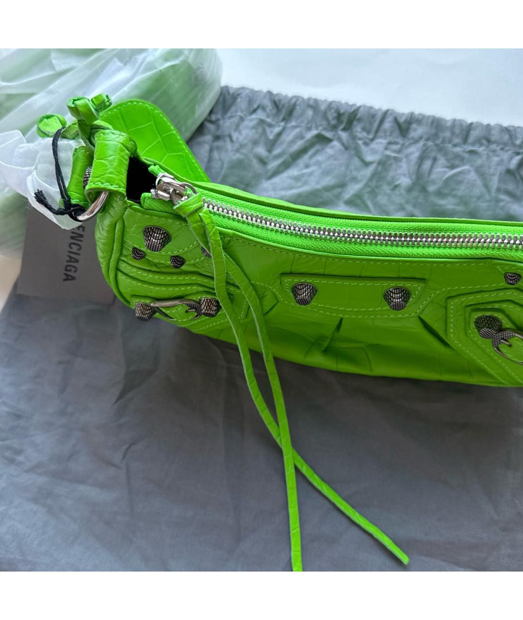 BALENCIAGA Зеленая кожаная сумка на плечо, фото 6