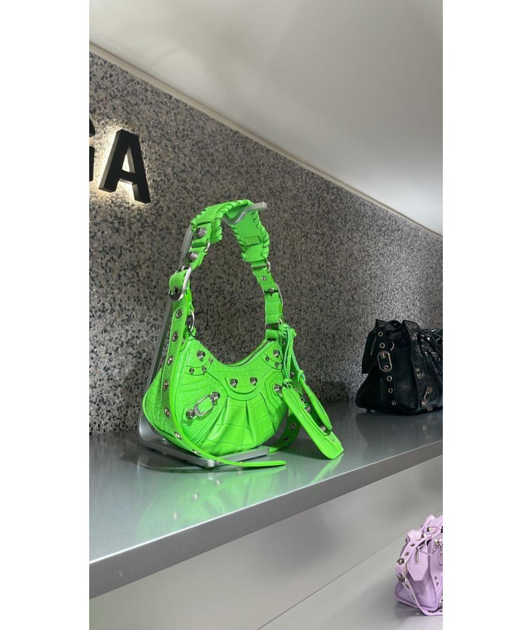 BALENCIAGA Салатовая кожаная сумка через плечо, фото 1