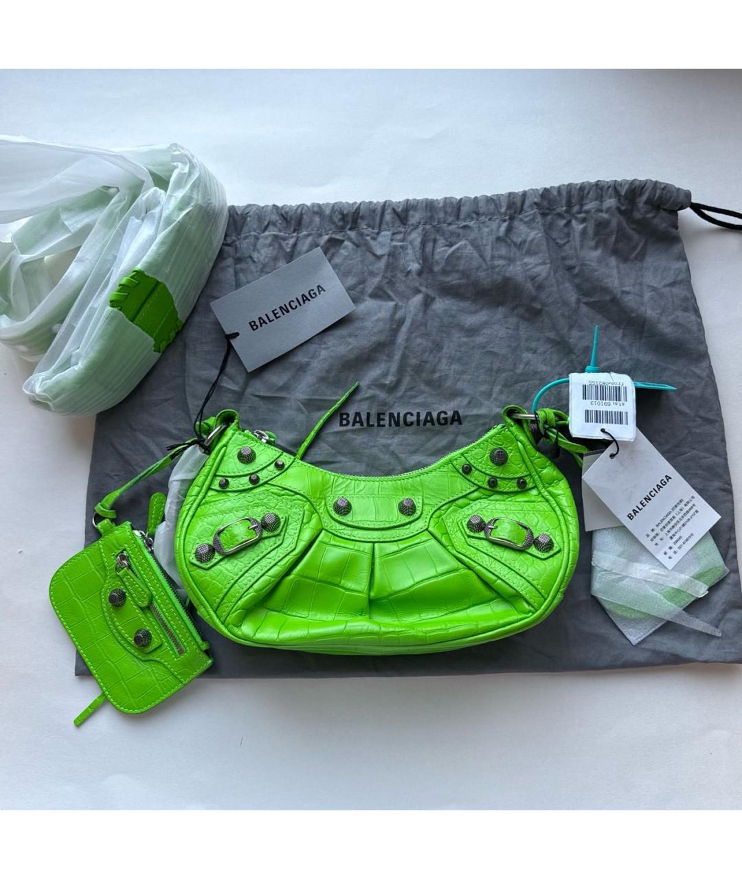BALENCIAGA Салатовая кожаная сумка через плечо, фото 3