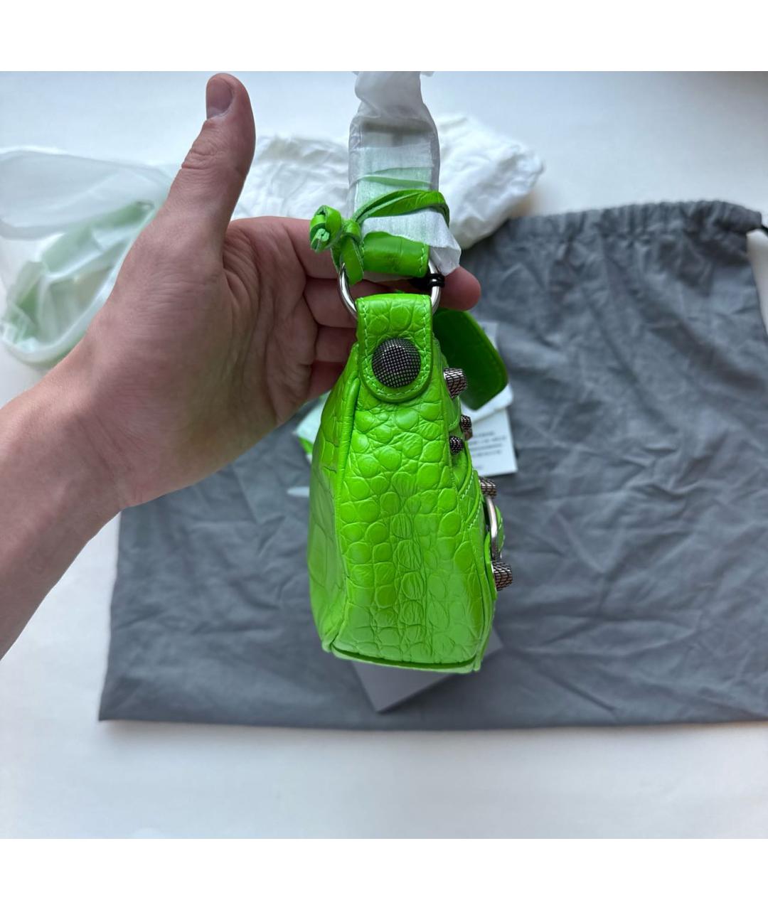 BALENCIAGA Салатовая кожаная сумка через плечо, фото 6