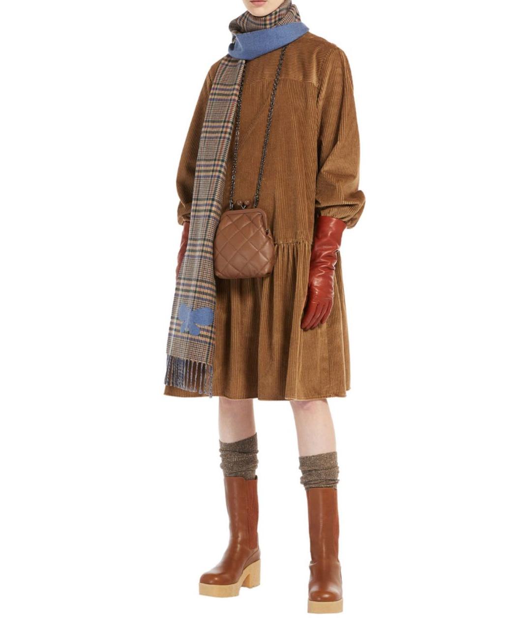 WEEKEND MAX MARA Бежевое хлопковое повседневное платье, фото 8
