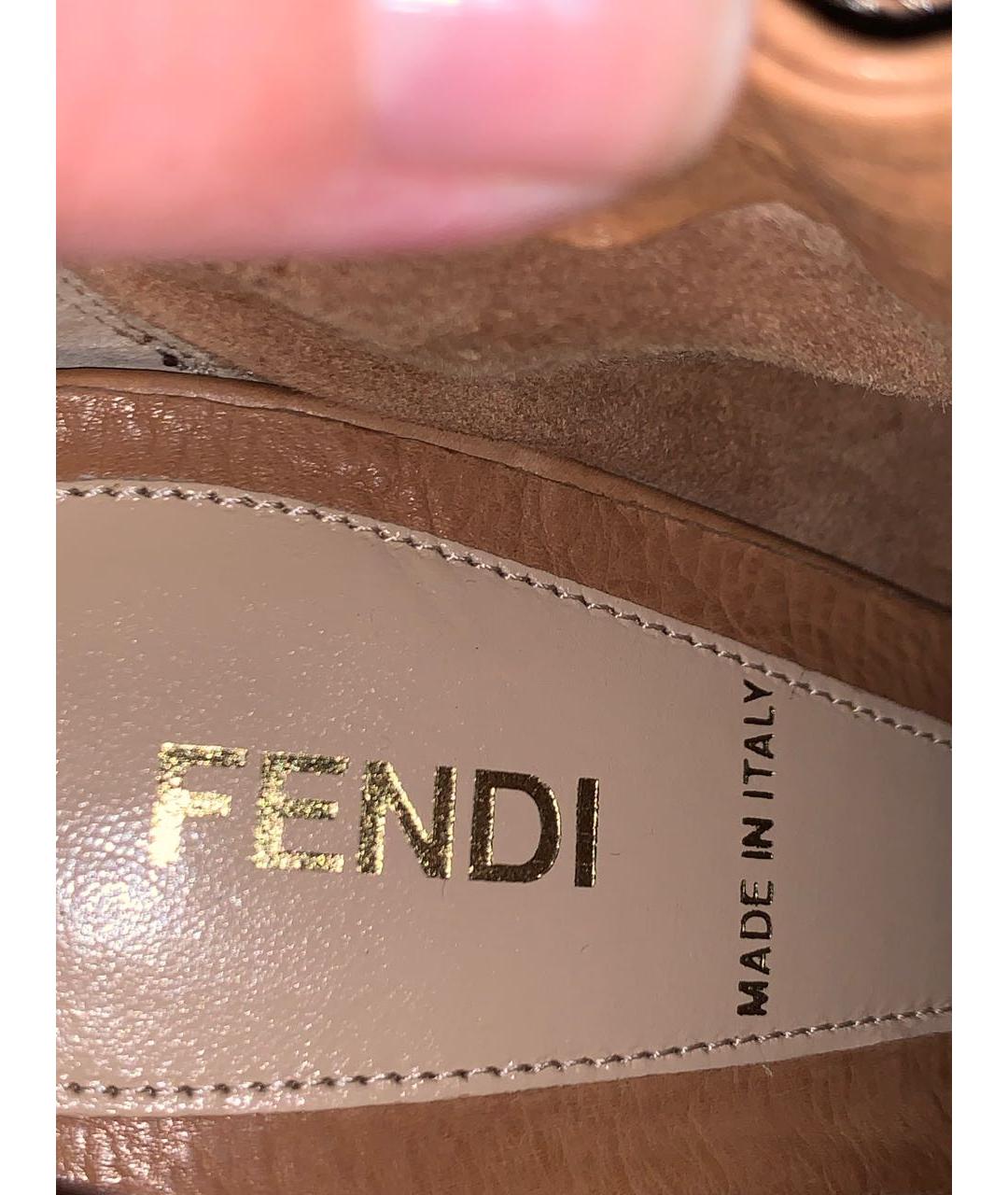FENDI Бежевые кожаные ботильоны, фото 3