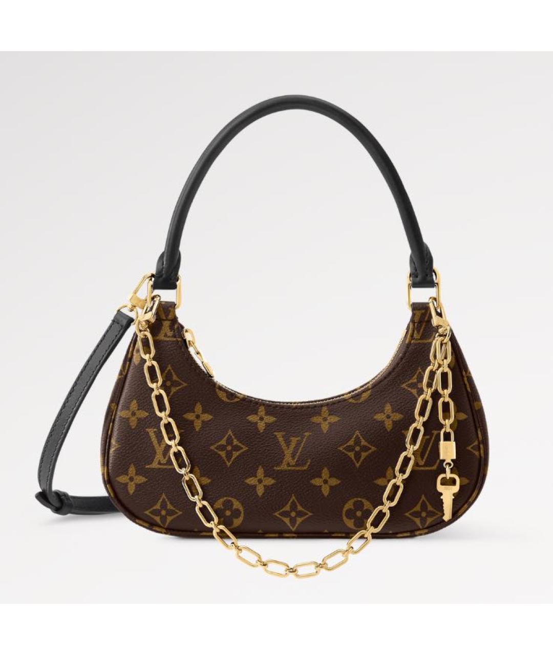 LOUIS VUITTON Коричневая кожаная сумка через плечо, фото 8