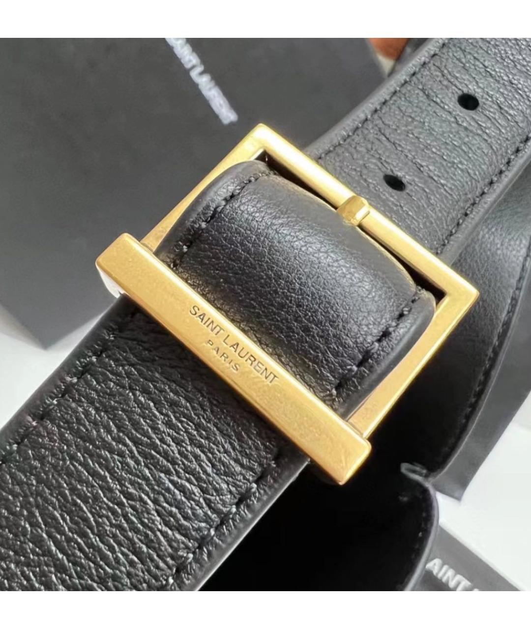 SAINT LAURENT Черная кожаная сумка с короткими ручками, фото 3