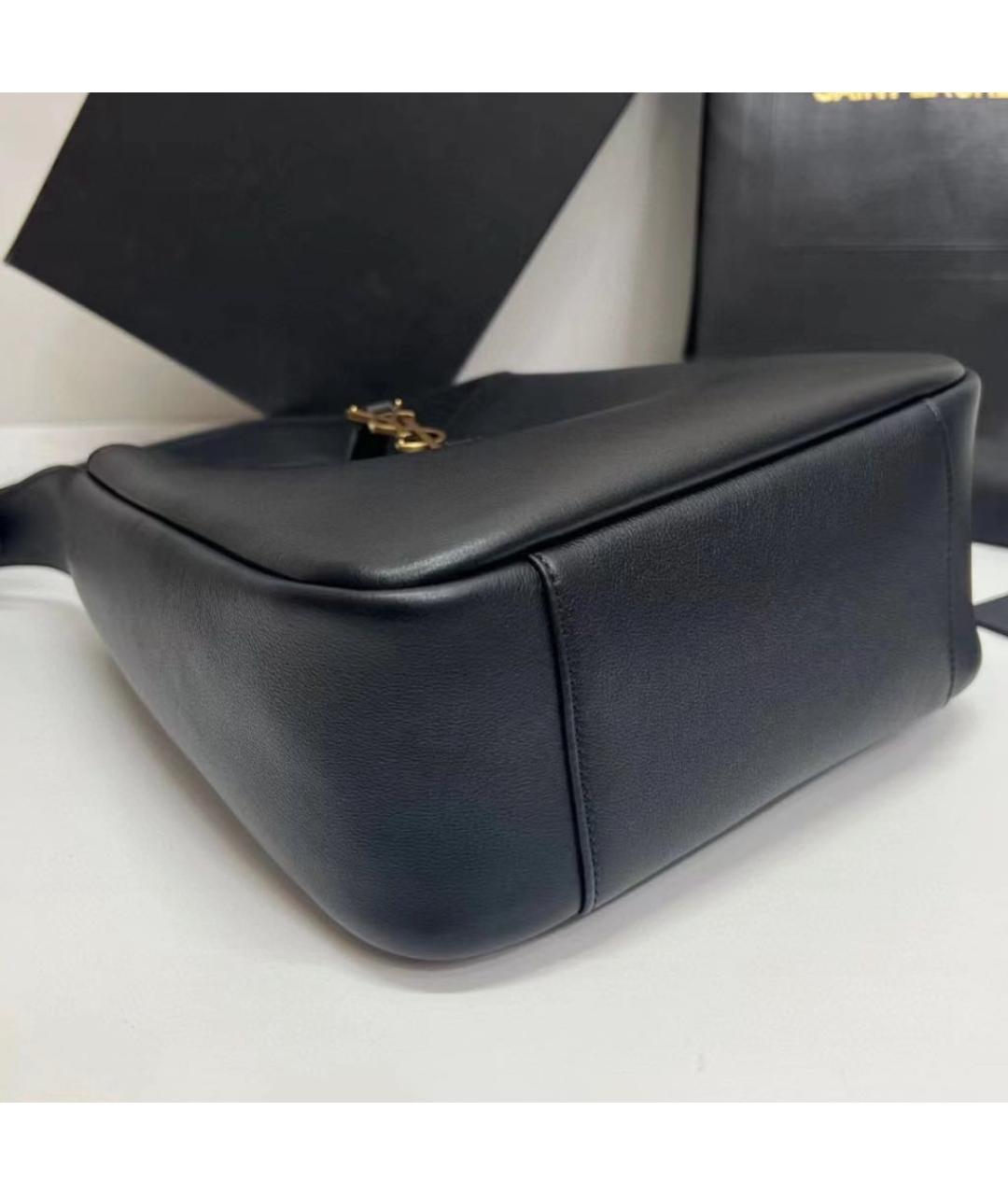 SAINT LAURENT Черная кожаная сумка с короткими ручками, фото 4