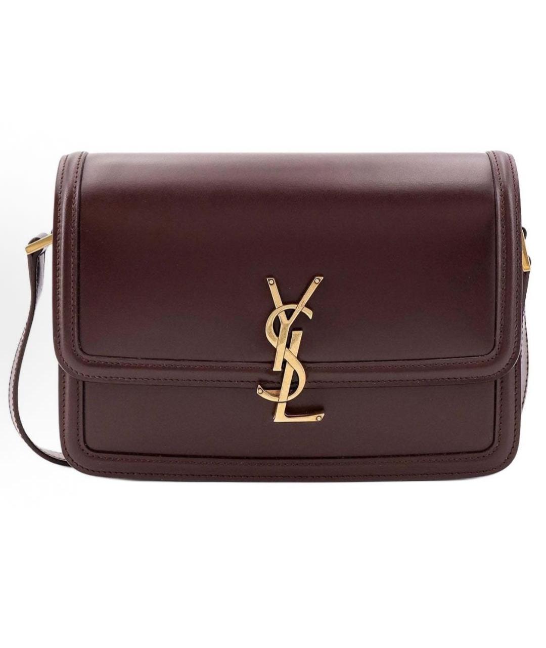 SAINT LAURENT Бордовая кожаная сумка с короткими ручками, фото 4
