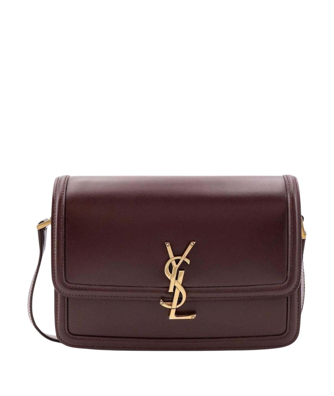 SAINT LAURENT Бордовая кожаная сумка с короткими ручками, фото 1