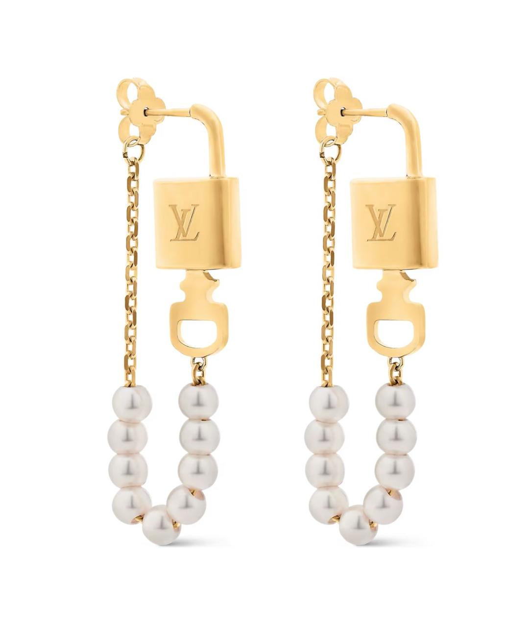 LOUIS VUITTON Золотые металлические серьги, фото 3