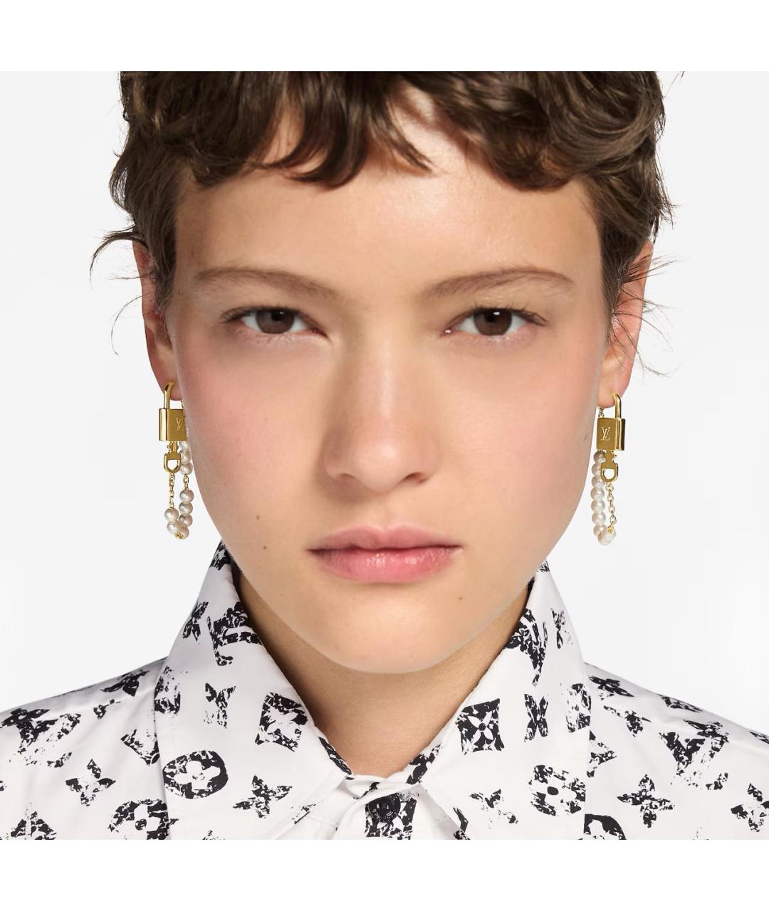 LOUIS VUITTON Золотые металлические серьги, фото 2