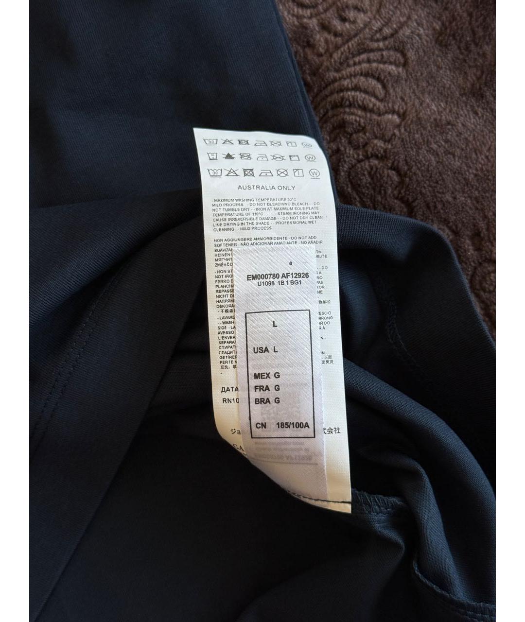 EMPORIO ARMANI Темно-синяя хлопковая футболка, фото 6