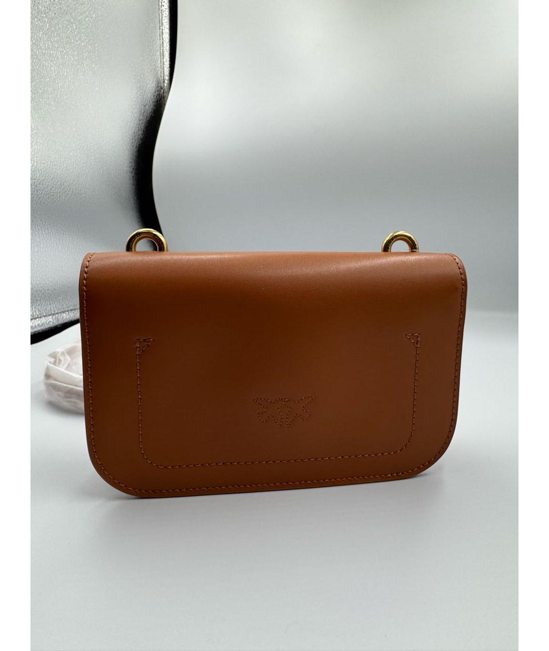 PINKO Коричневая кожаная сумка через плечо, фото 5