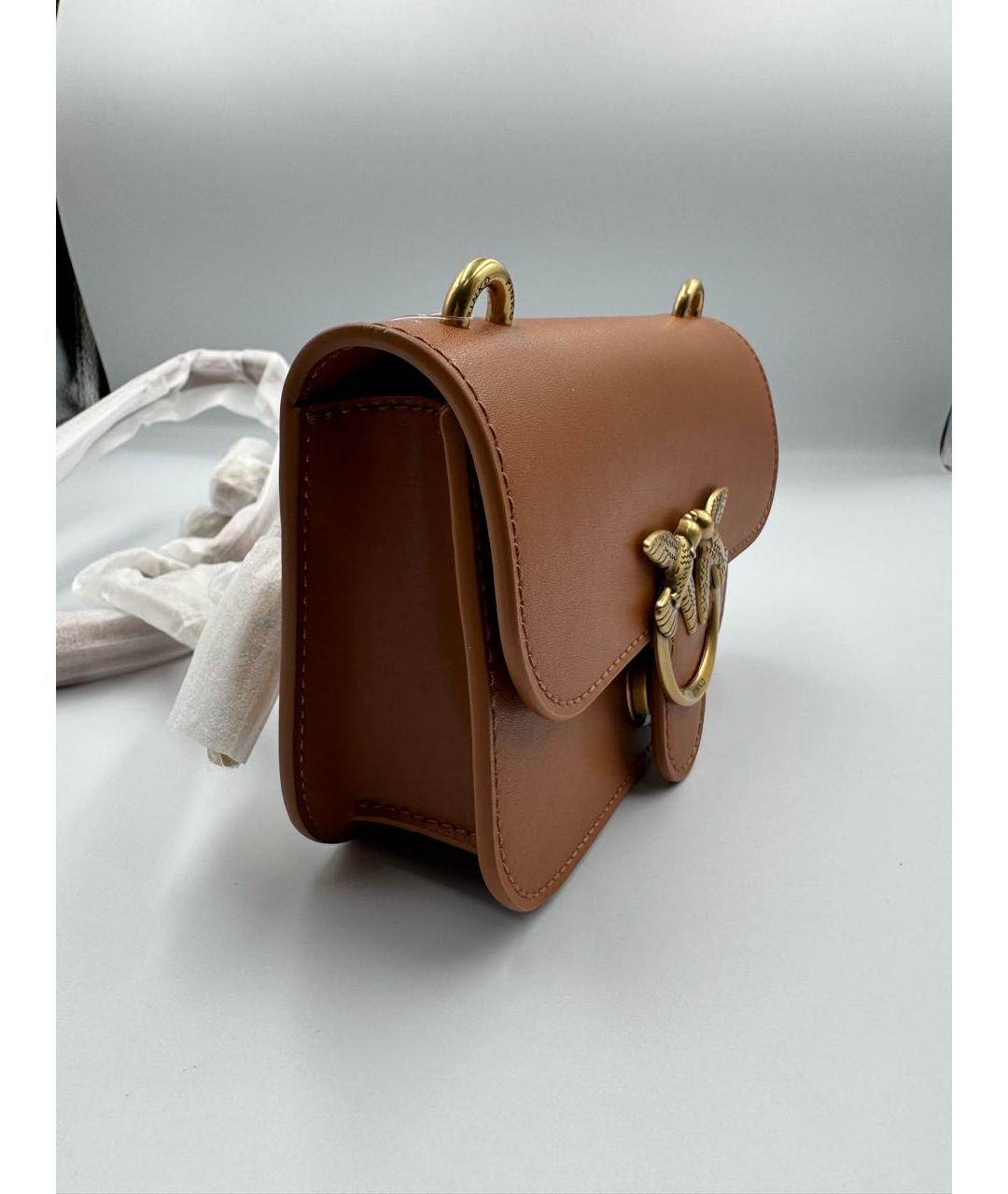 PINKO Коричневая кожаная сумка через плечо, фото 6