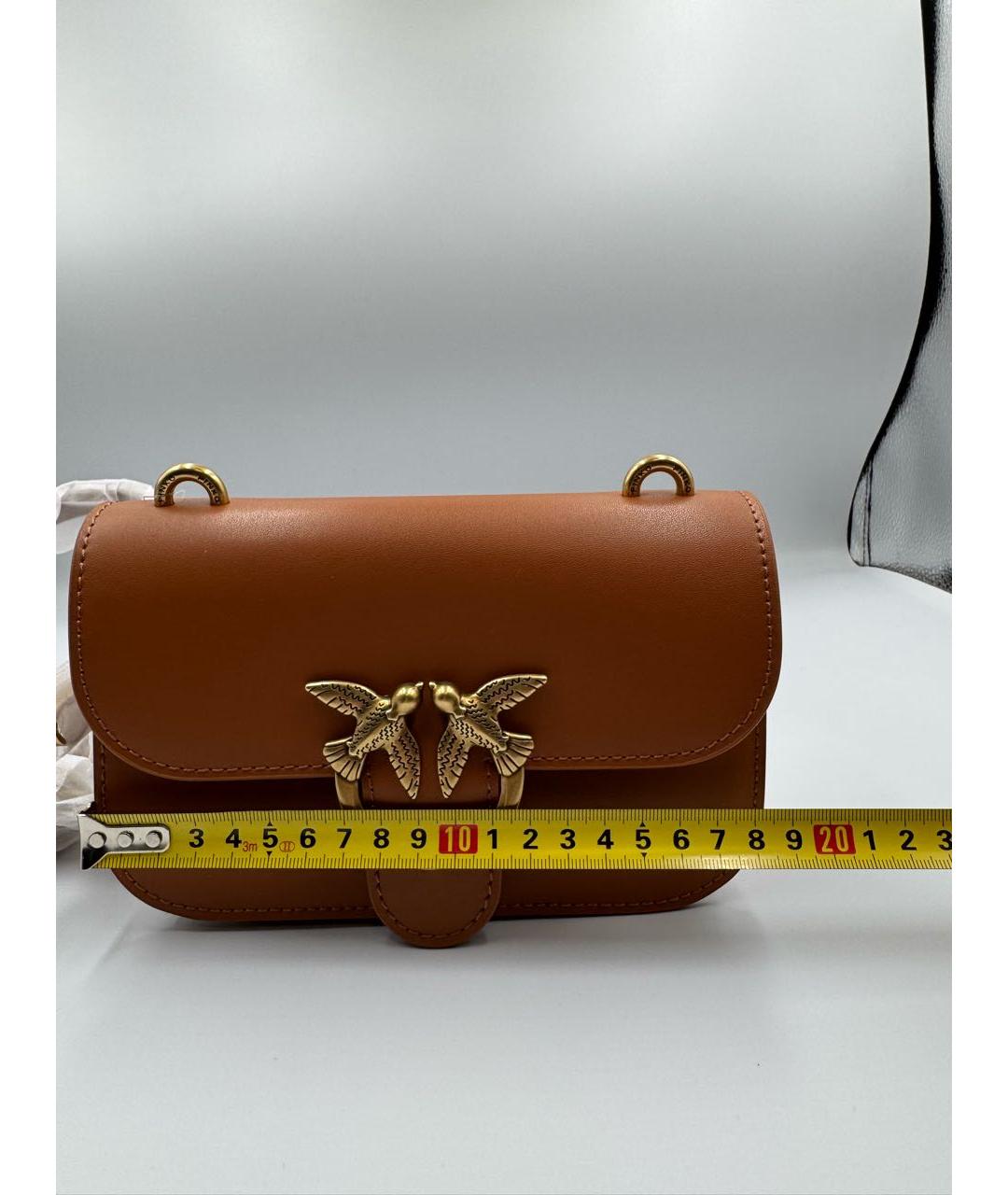 PINKO Коричневая кожаная сумка через плечо, фото 3