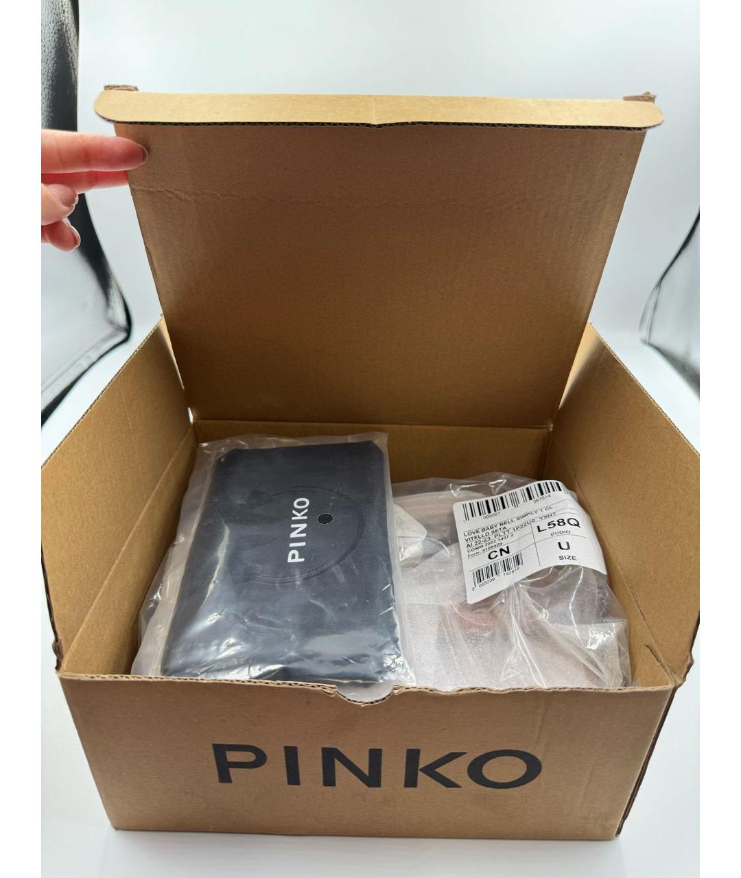 PINKO Коричневая кожаная сумка через плечо, фото 7