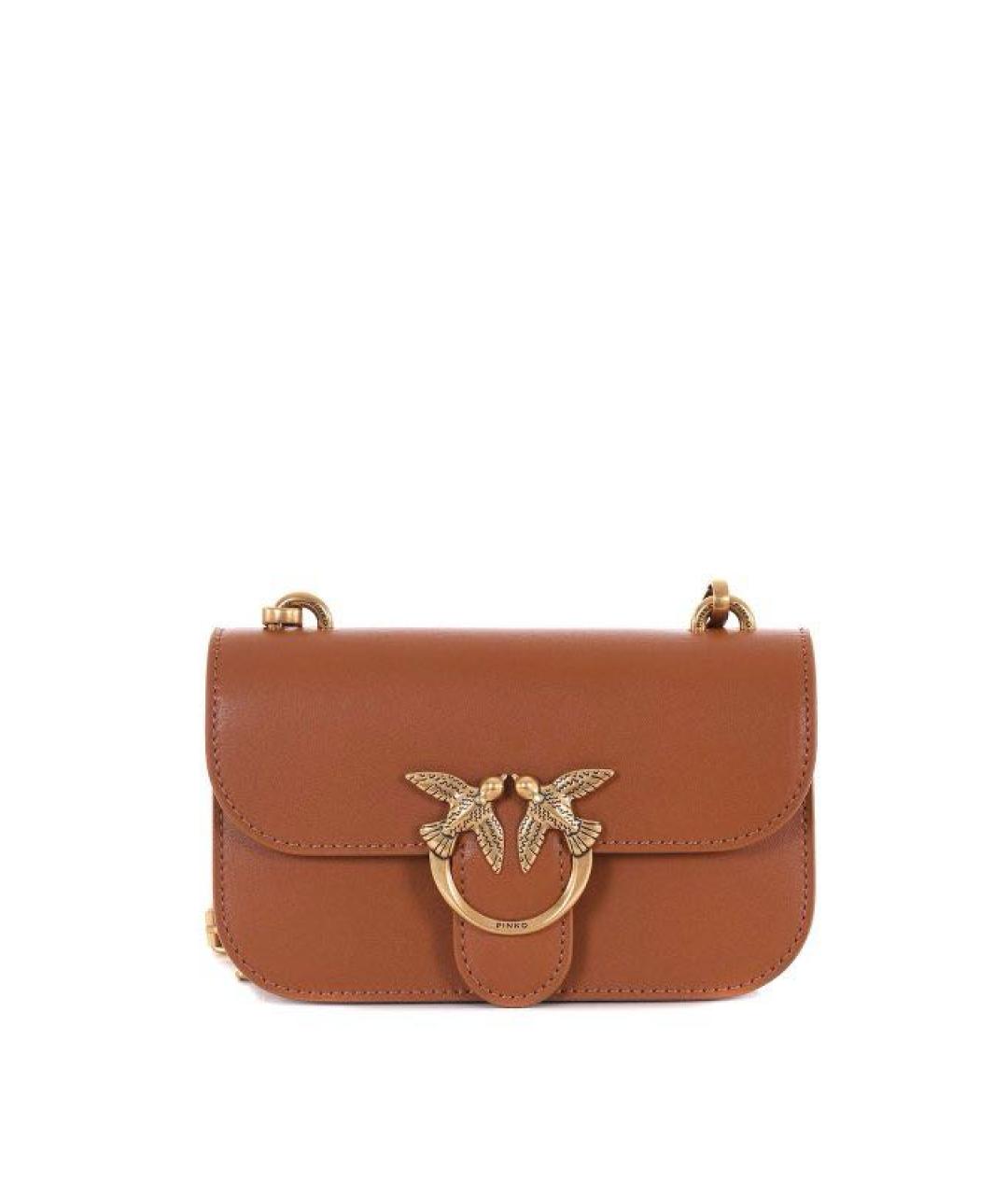 PINKO Коричневая кожаная сумка через плечо, фото 1