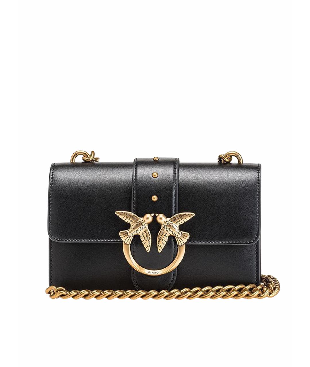 PINKO Черная кожаная сумка через плечо, фото 1