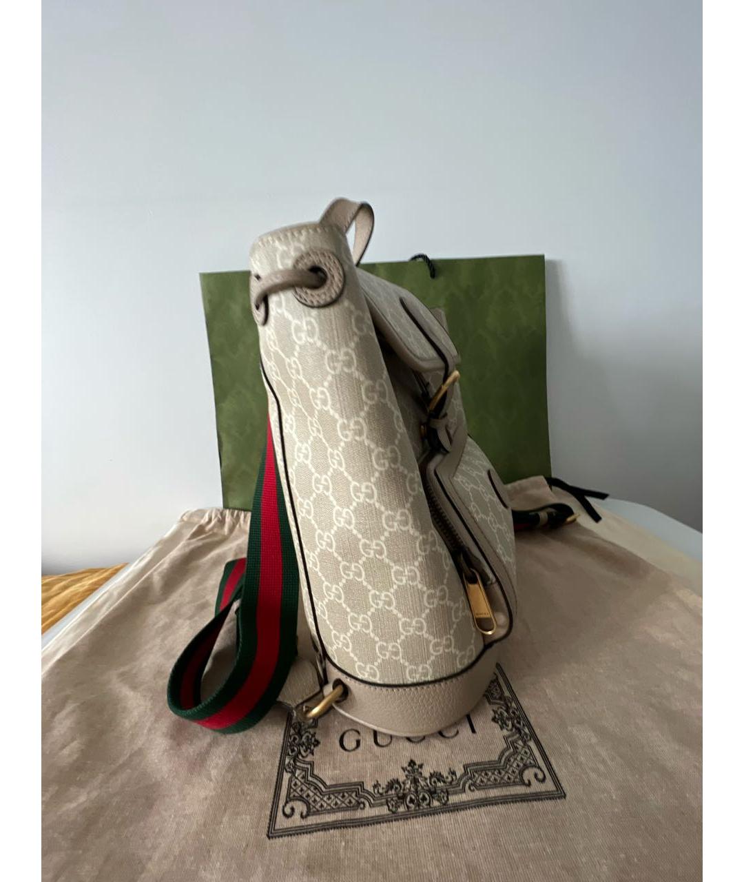 GUCCI Бежевый кожаный рюкзак, фото 3