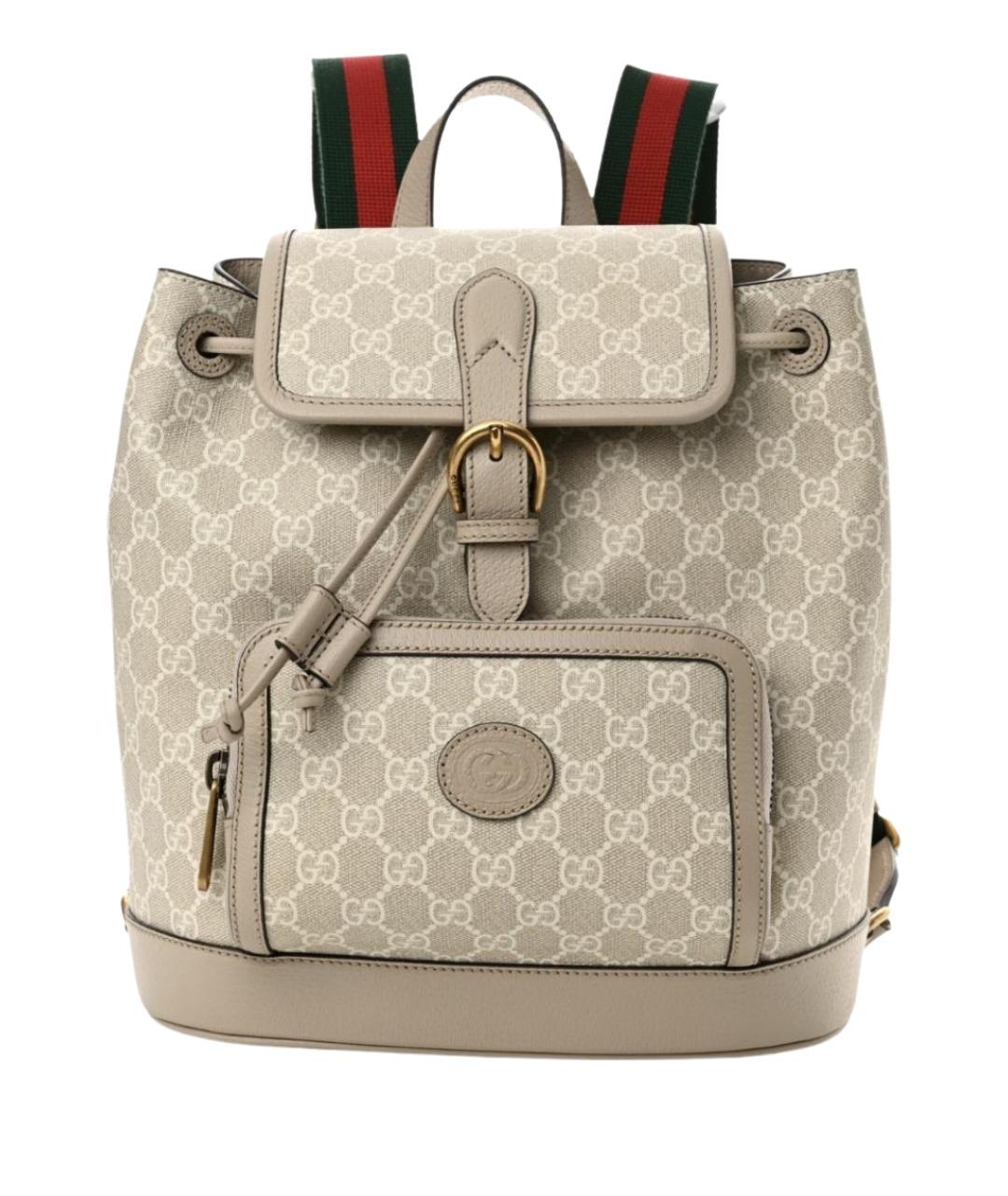 GUCCI Бежевый кожаный рюкзак, фото 1
