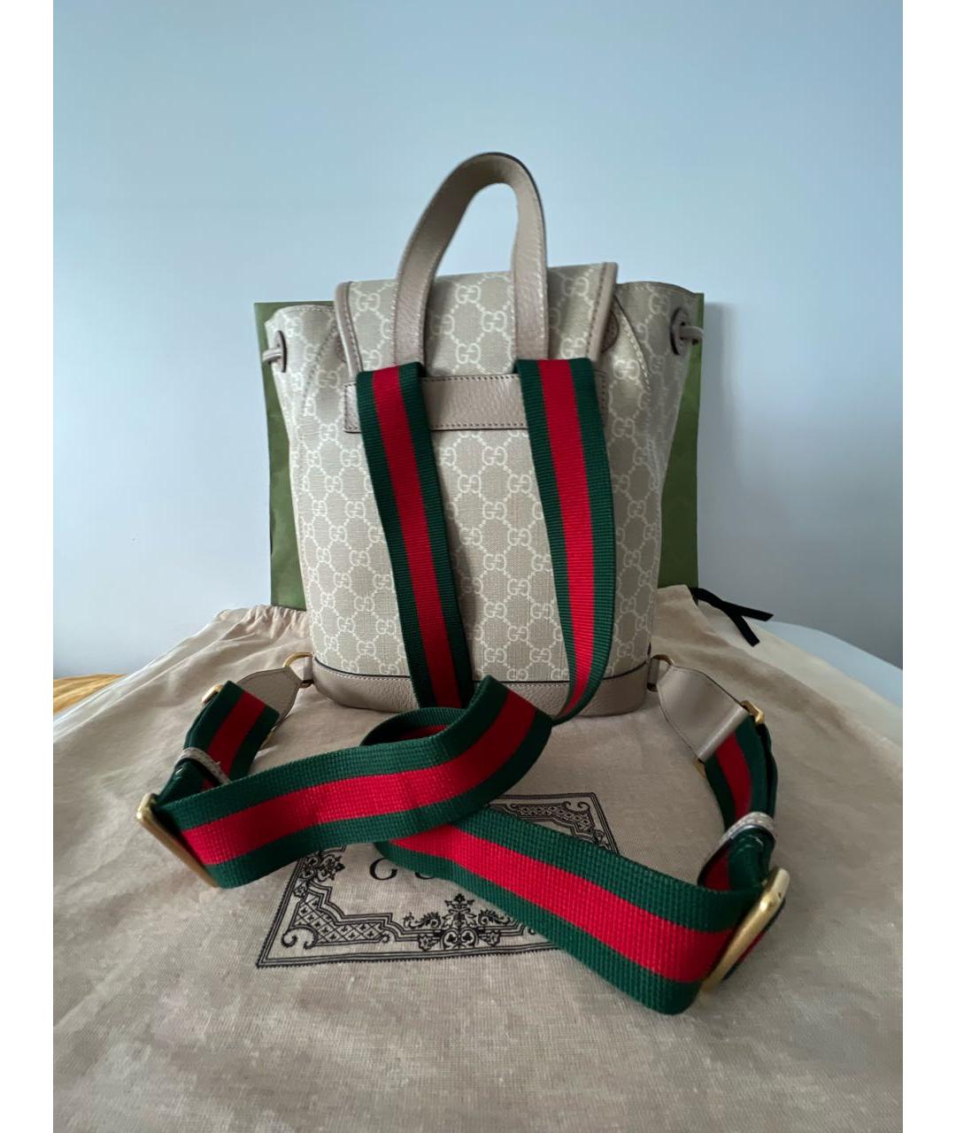 GUCCI Бежевый кожаный рюкзак, фото 4