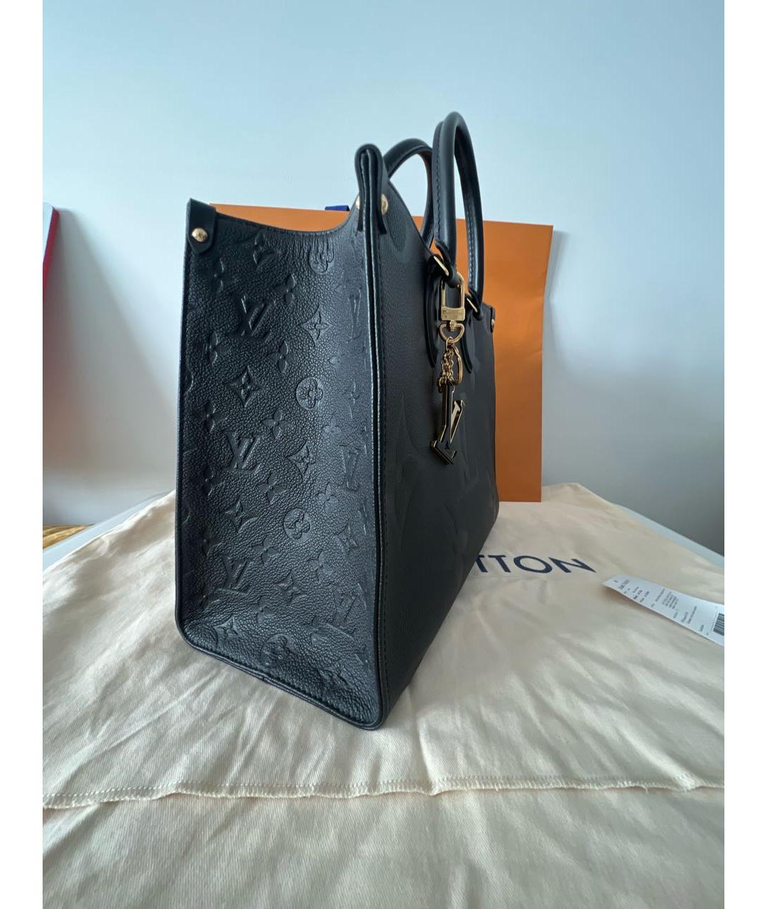 LOUIS VUITTON Черная кожаная сумка тоут, фото 2