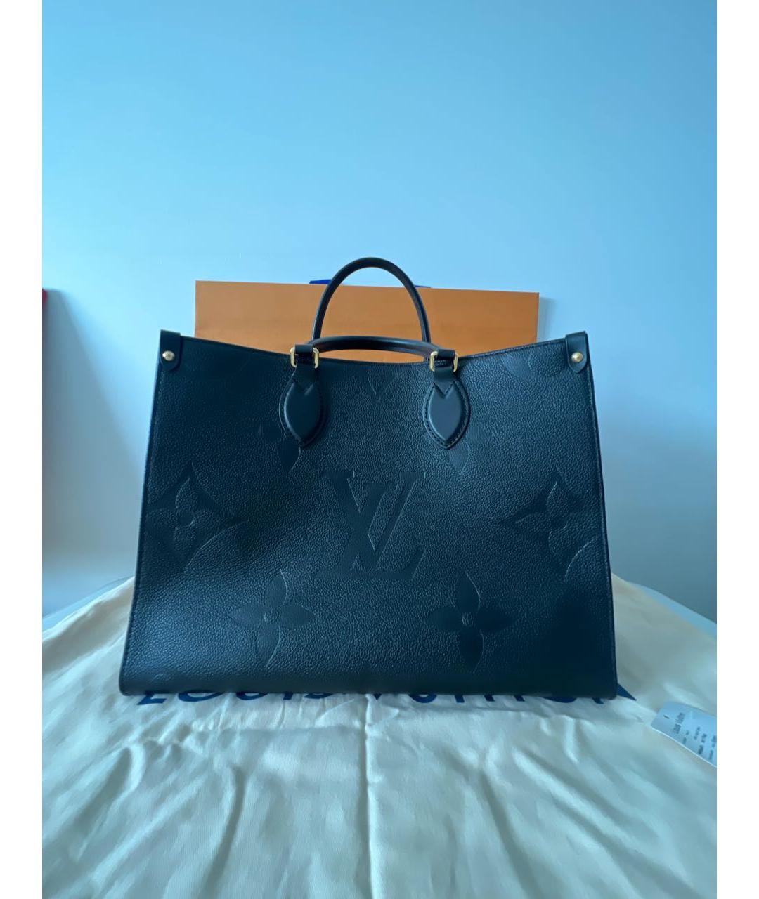 LOUIS VUITTON Черная кожаная сумка тоут, фото 3