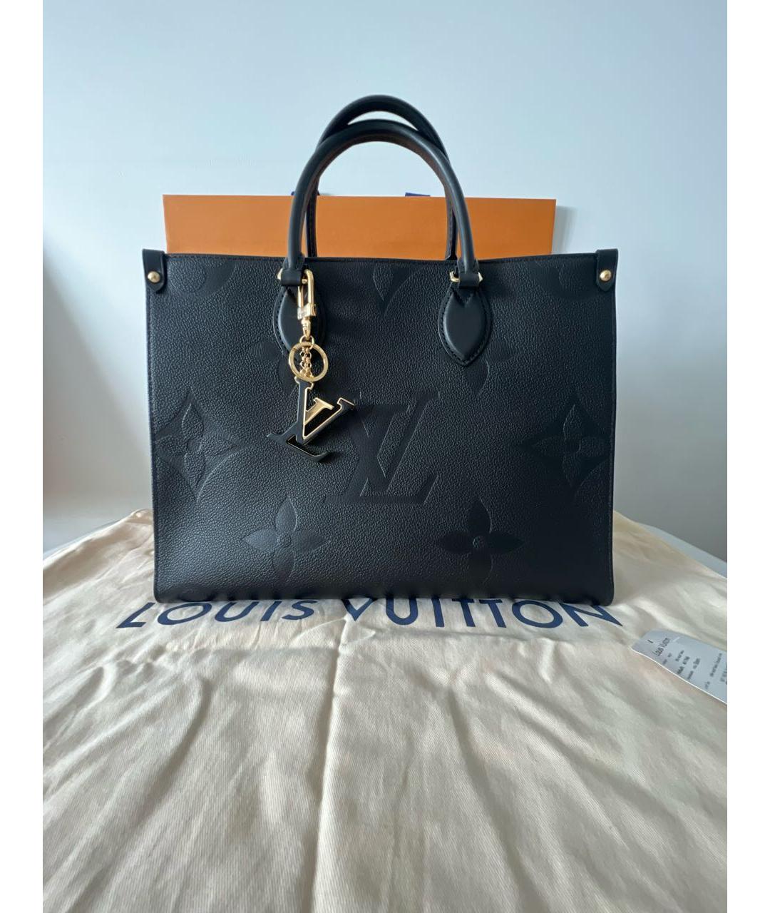 LOUIS VUITTON Черная кожаная сумка тоут, фото 5