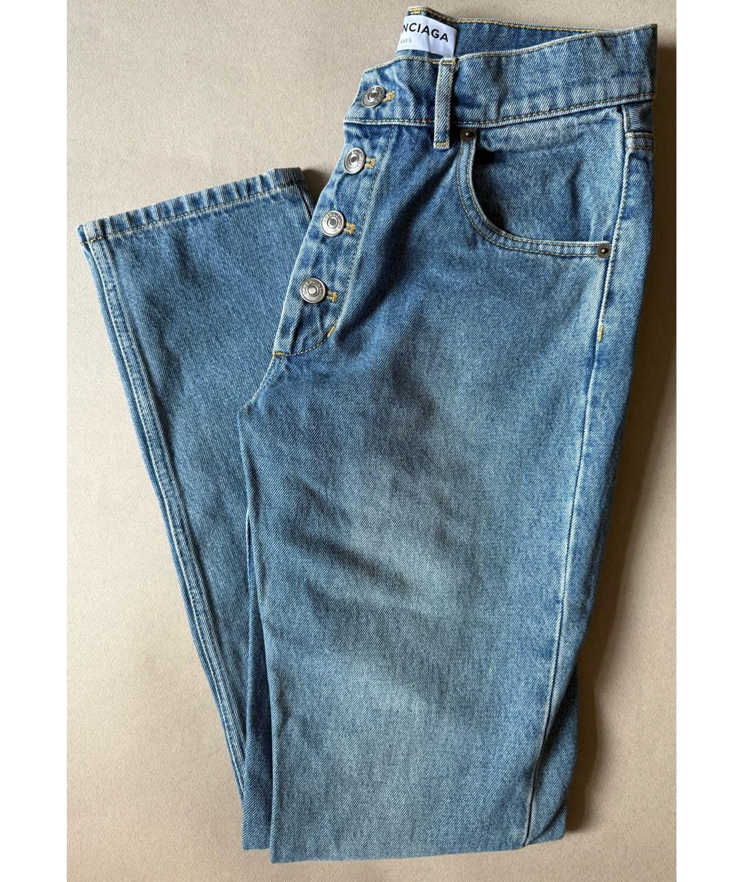 BALENCIAGA Голубые хлопковые джинсы слим, фото 4